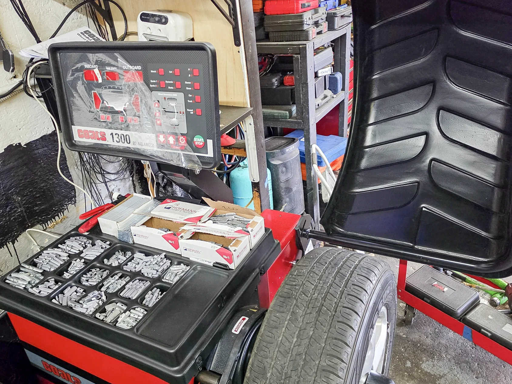Wheel and balancing equipment inside Ebenezer Auto Repair